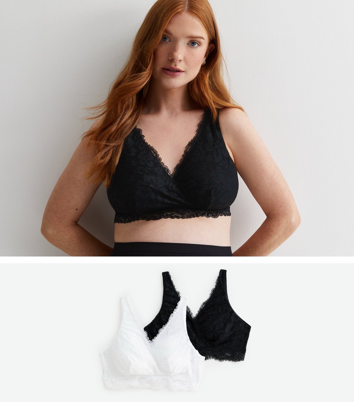 New Look Women's Maternity 2 Pack Black and White Lace Sleep Bras New Look - 2