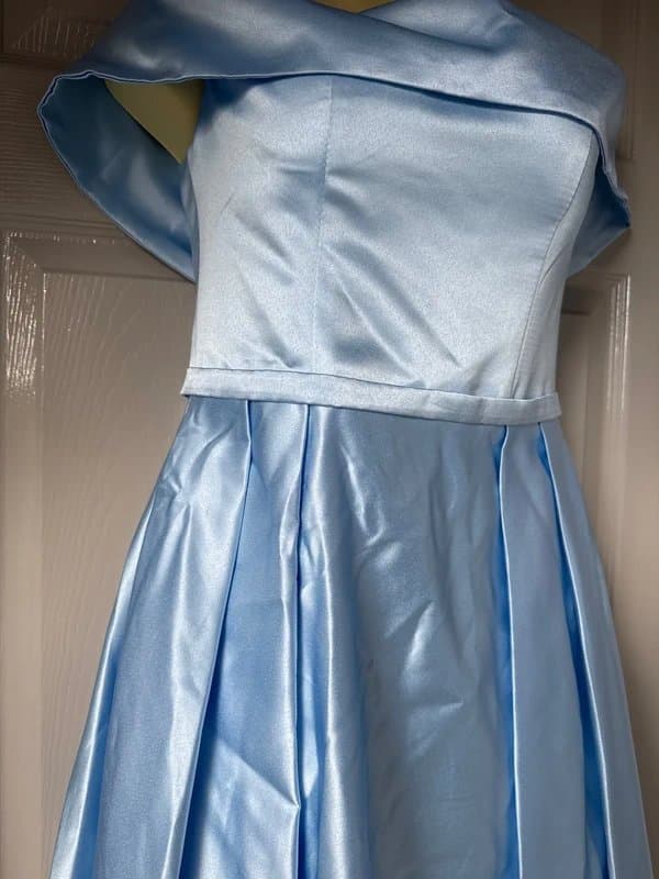 Source Unknown Cinderella blue Bardot prom wedding guest dress corset back vintage new