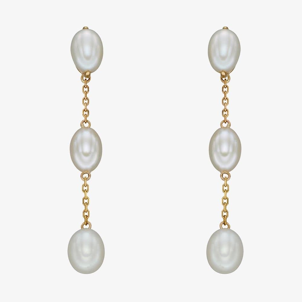 T.H.Baker T.H.Baker Gold Freshwater Pearl Dropper Earrings