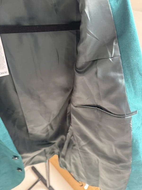 ASOS Design Teal Green Skinny Linen Suit Jacket/Blazer NWT - 1