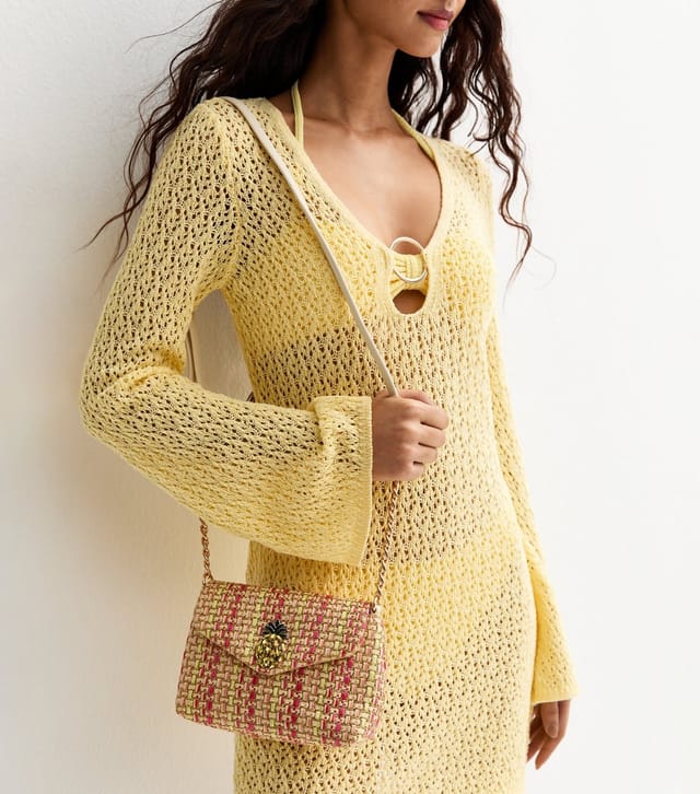 New Look Pink Woven Sparkly Pineapple Crossbody Bag New Look - 2