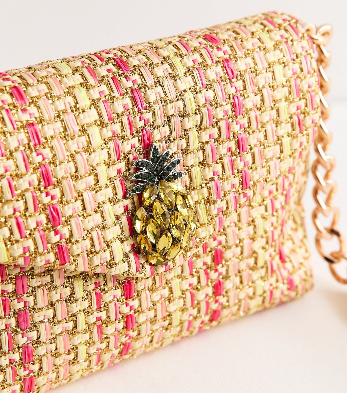 New Look Pink Woven Sparkly Pineapple Crossbody Bag New Look - 3