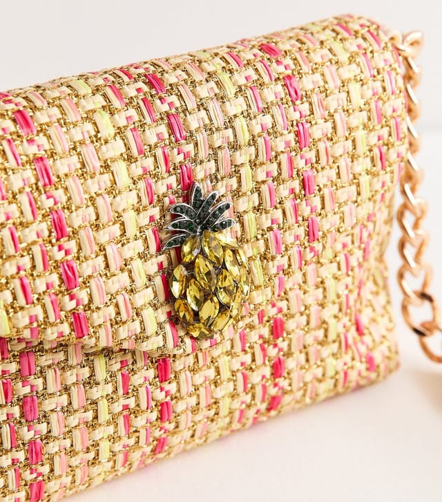 New Look Pink Woven Sparkly Pineapple Crossbody Bag New Look - 3