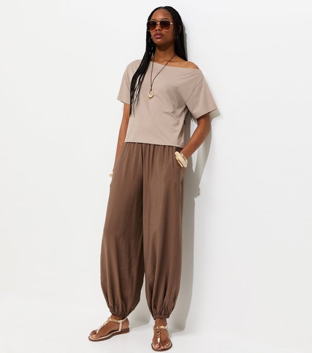 New Look Women's Mink Textured Off The Shoulder T-Shirt New Look - 3