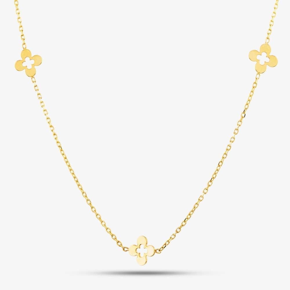 T.H.Baker T.H.Baker Women's 9ct Yellow Gold Flower Necklace CN115-18 - 1