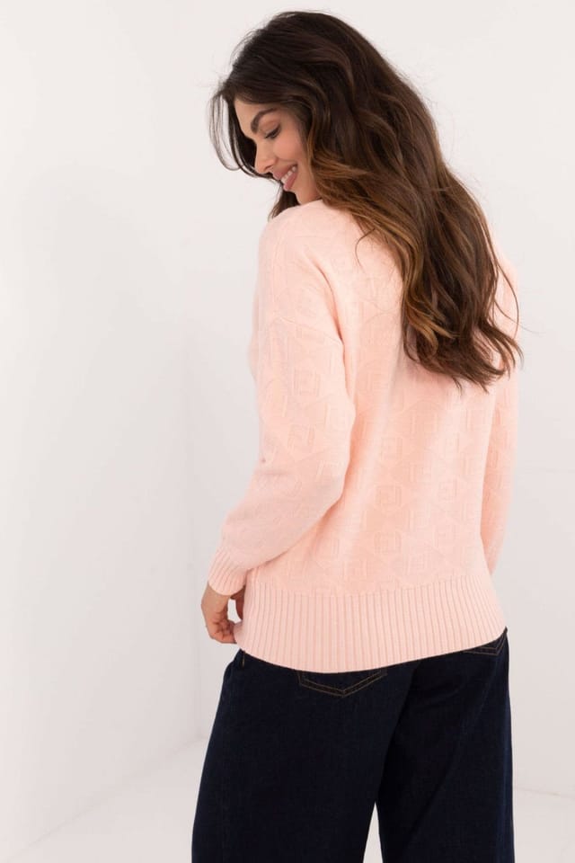 Love Lace Love Lace Women's Turtleneck Casual Textured Acrylic Sweater in Pink - 3
