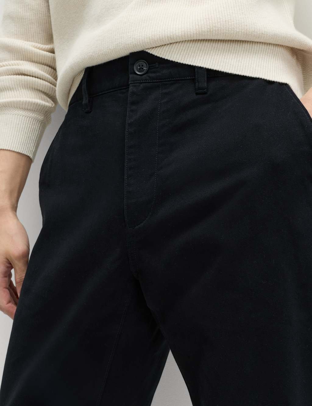 Marks & Spencer M&S Regular Fit Pure Cotton Twill Chinos Black - 2