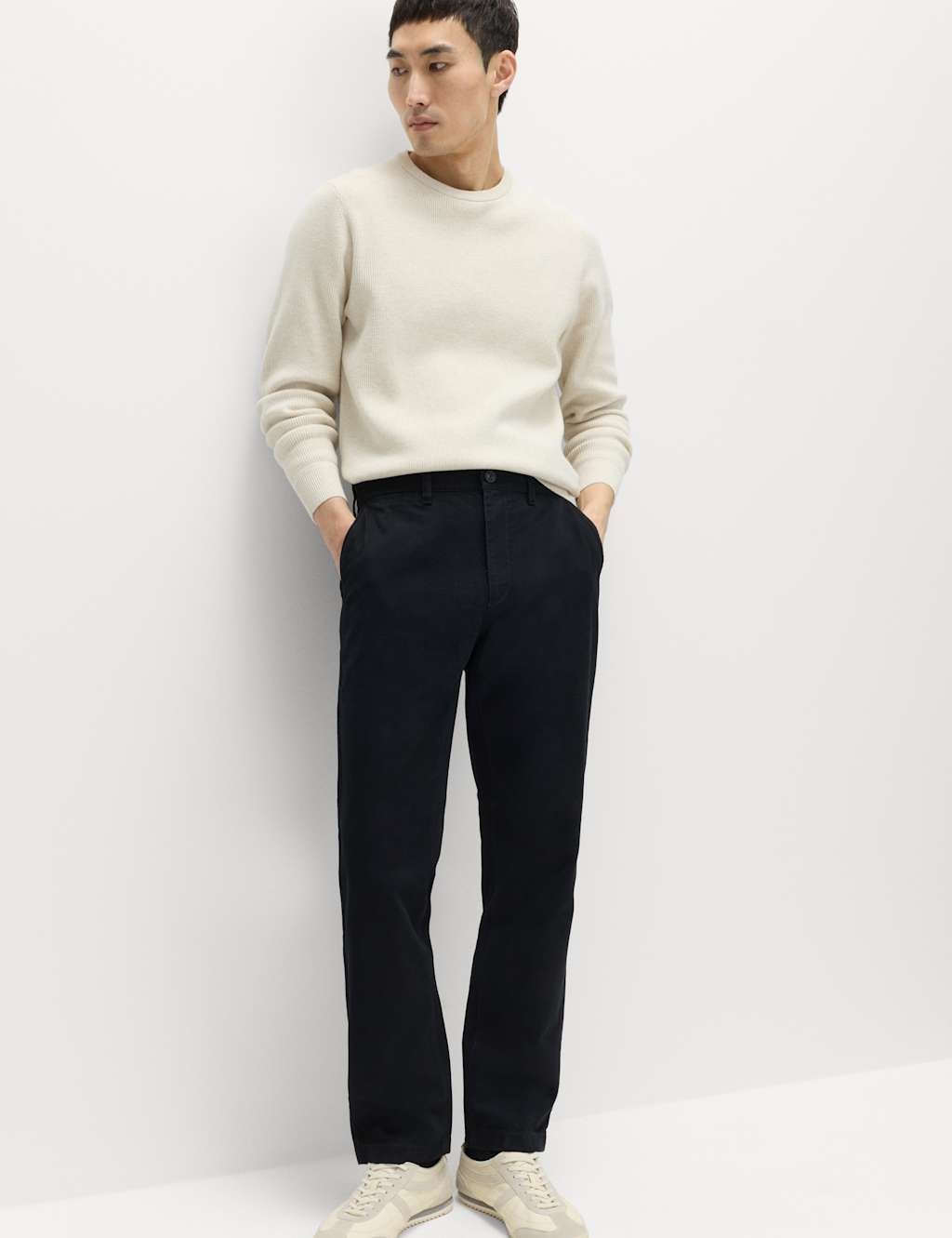 Marks & Spencer M&S Regular Fit Pure Cotton Twill Chinos Black - 4