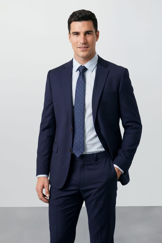 Burton Burton Men's Plus & Tall Navy Essential Suit Jacket - 3