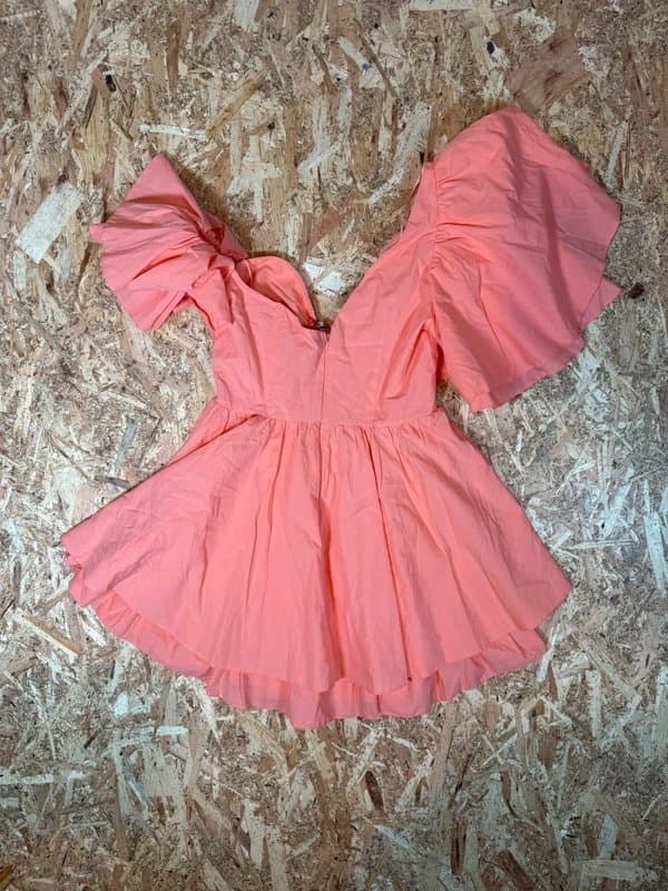 ASOS ASOS Luxe Coral Ruffle Mini Dress Corset Waist UK 10 BNWT