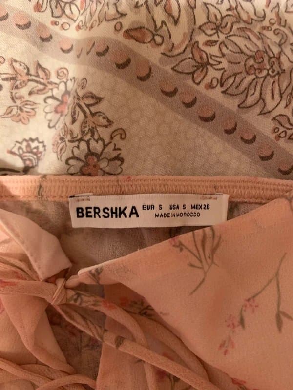 Bershka pink floral front tie top