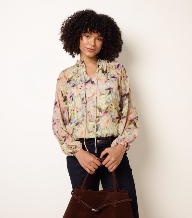 Blue Vanilla Women's Green Floral Print Tie Front Blouse Blue Vanilla New Look - 3