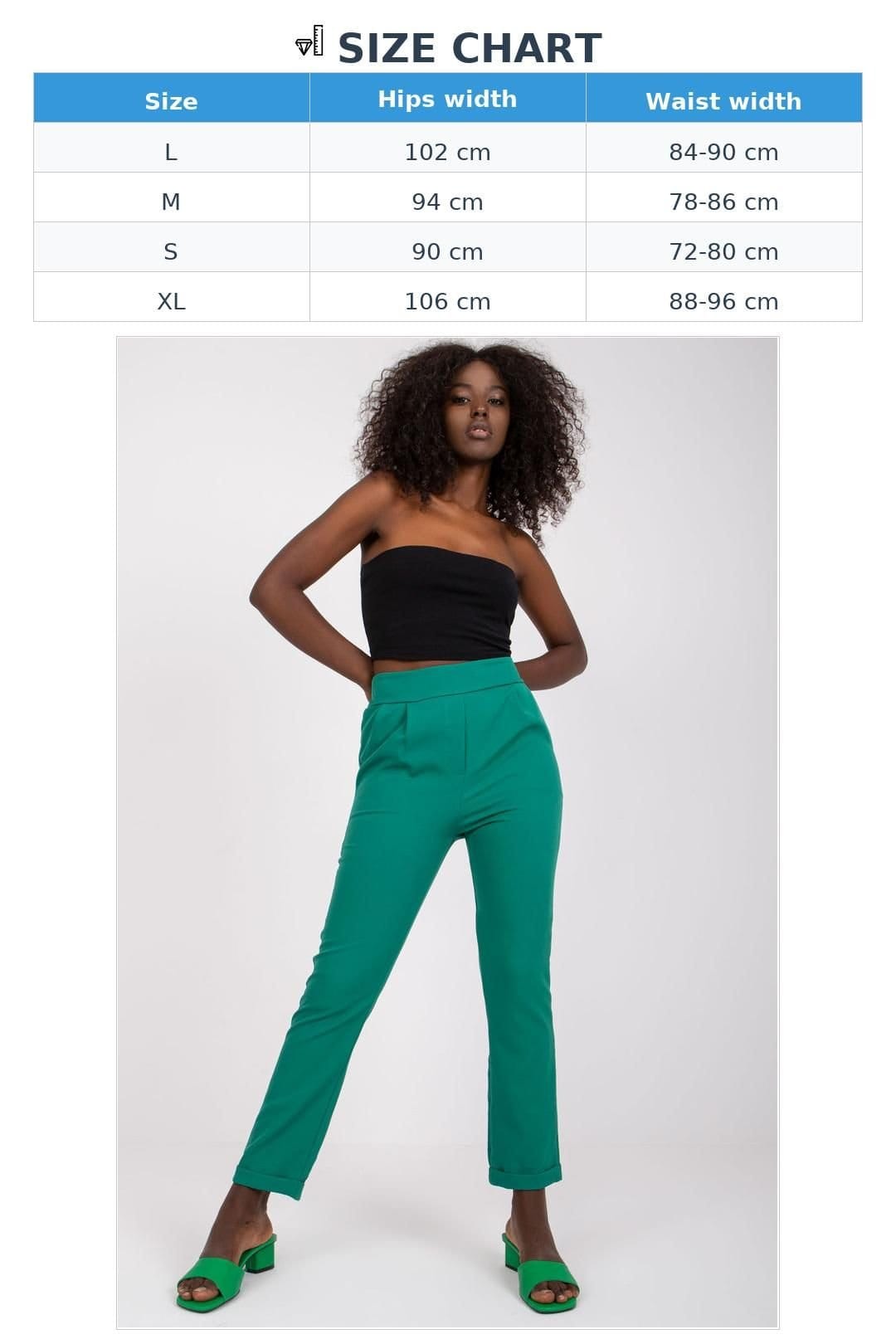 Love Lace Love Lace Women's High Waisted Elastic Waist Trousers Pockets in Green - 4