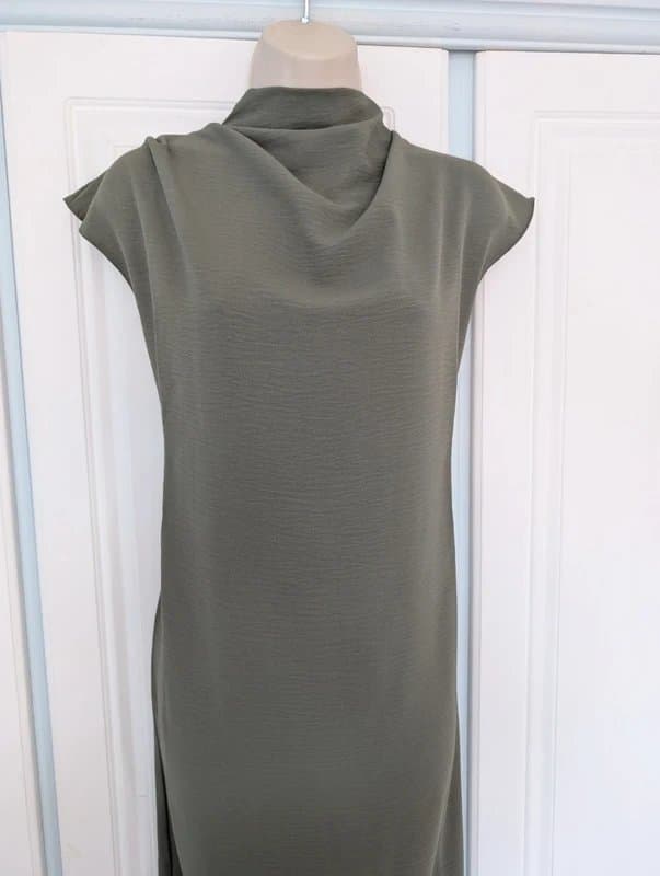 ASOS ASOS Design high neck column maxi dress in khaki size 4