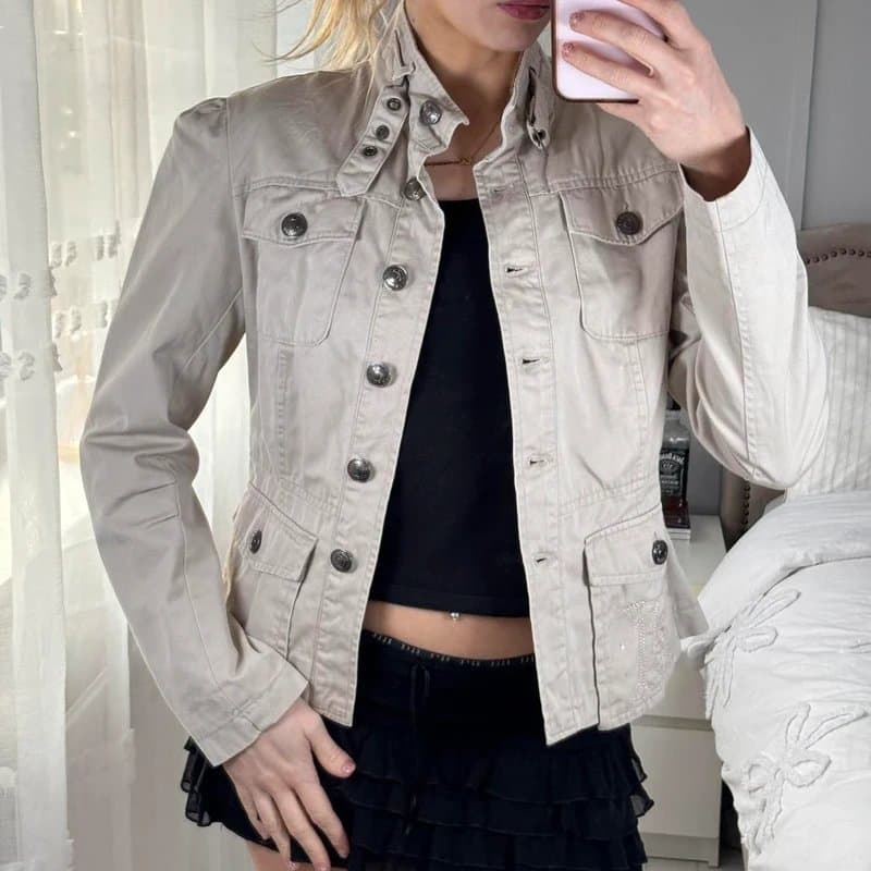 Morgan Vintage y2k Morgan de toi button up utility style jacket printed