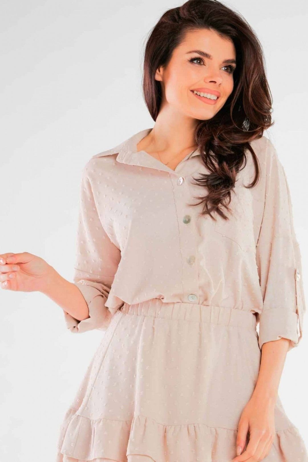 Love Lace Love Lace Women's Classic Light Shirt with Pocket & Buttons in Beige - 4