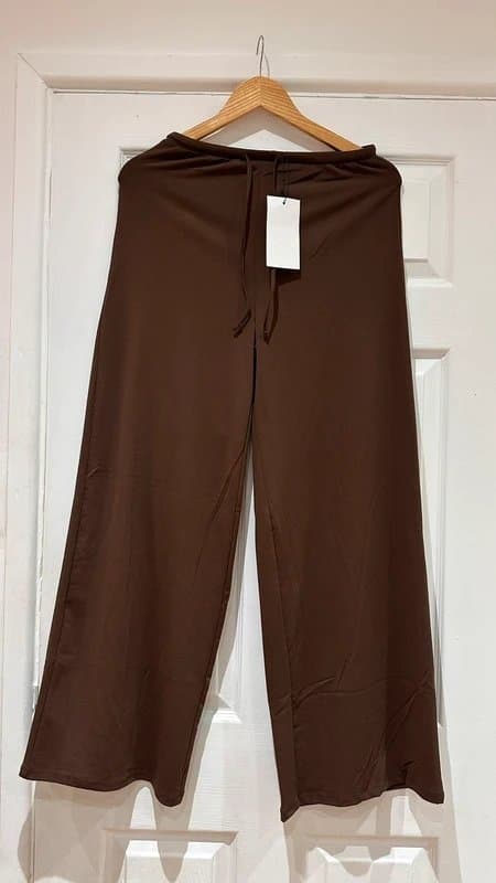 Zara Zara brown elasticated waistband wide leg trousers size 8/small