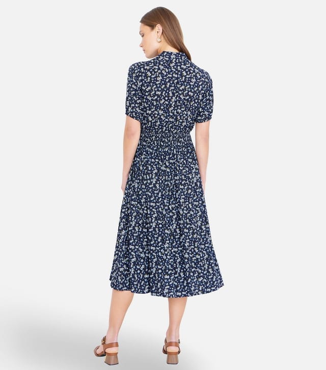 Yumi Women's Navy Ditsy Floral Print Midi Shirt Dress Yumi New Look - 3