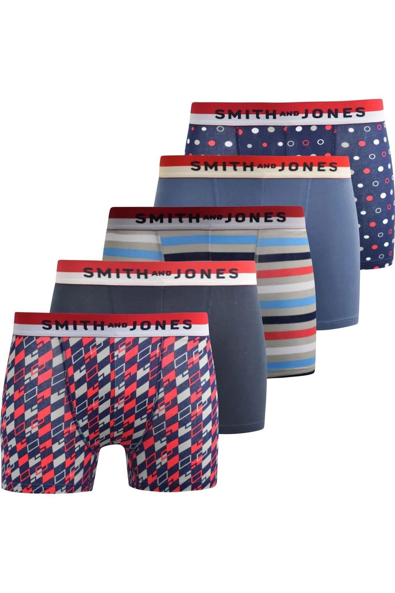 Smith & Jones Smith & Jones Men's Nellary Assorted Designs Boxer Shorts (Pack of 5)