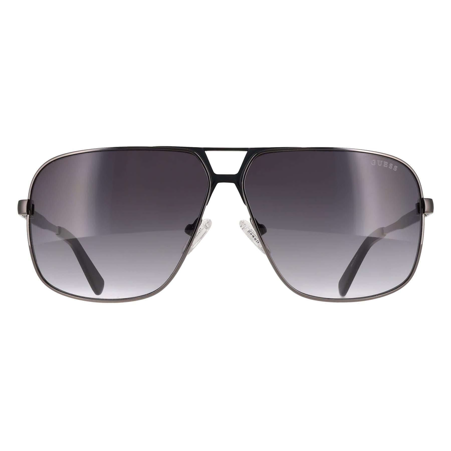 Guess Guess Men's Aviator Shiny Gunmetal Smoke Grey Gradient GU00070