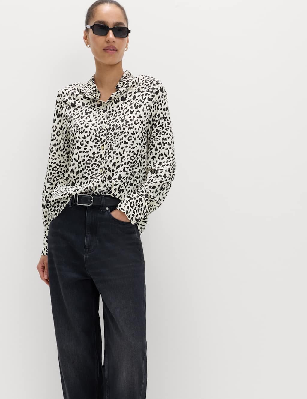 Marks & Spencer M&S Printed Collared Shirt Ivory Mix
