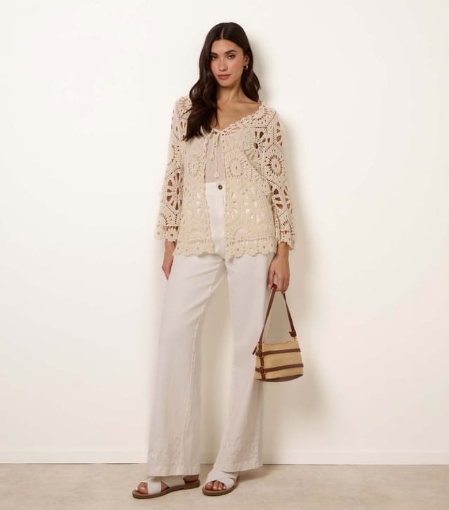 Blue Vanilla Women's Stone Crochet Cardigan Blue Vanilla New Look - 2