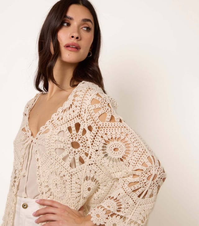 Blue Vanilla Women's Stone Crochet Cardigan Blue Vanilla New Look - 3