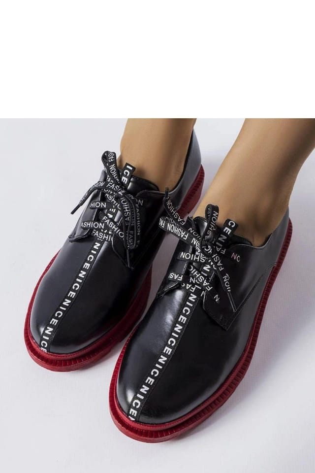 Love Lace Love Lace Women's Hanifan Low Ankle Lace Up Tractor Sole Shoes Flat Square Heel in Black - 2