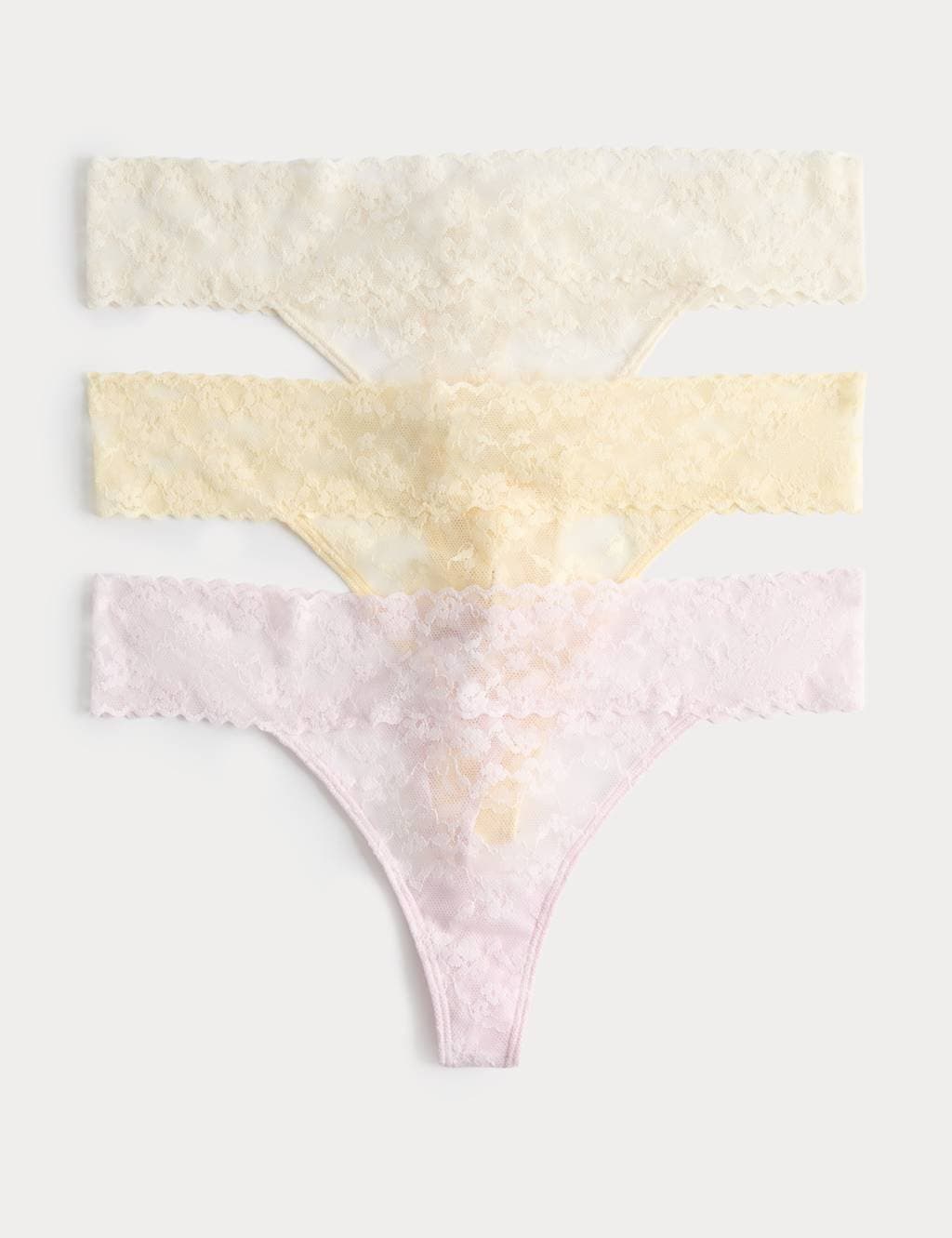 Marks & Spencer M&S 3 Pack Floral Lace Thongs Pink Mix