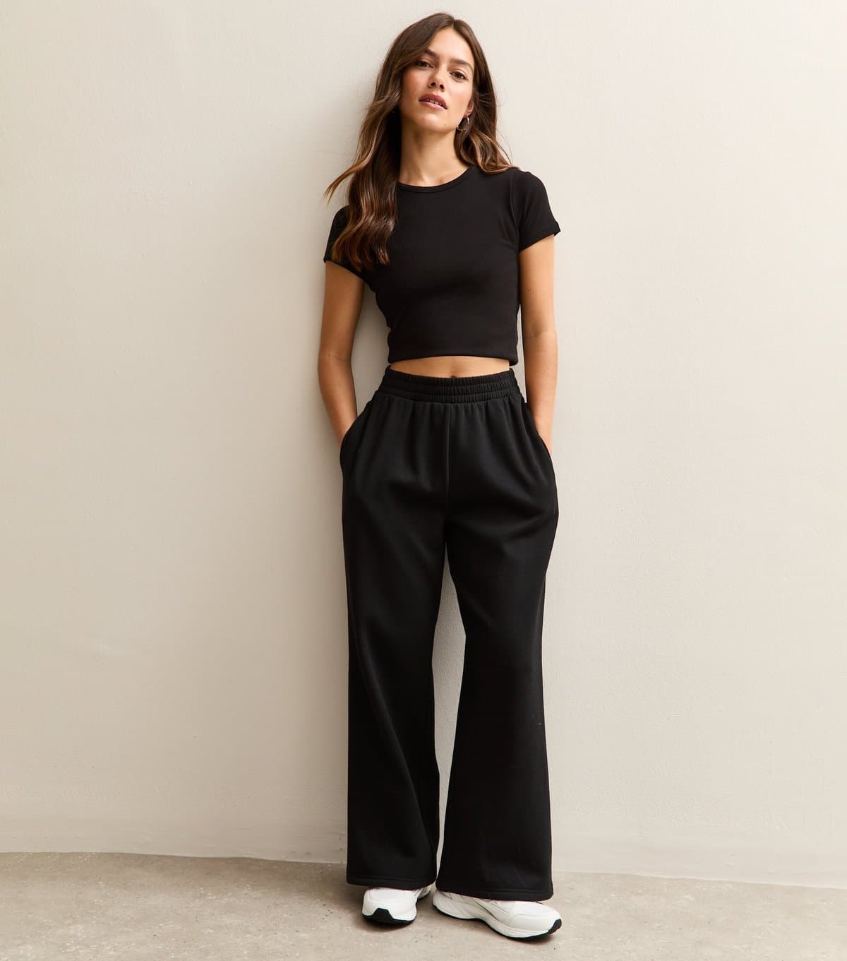 New Look Women's Petite Black Jersey Wide Leg Joggers New Look