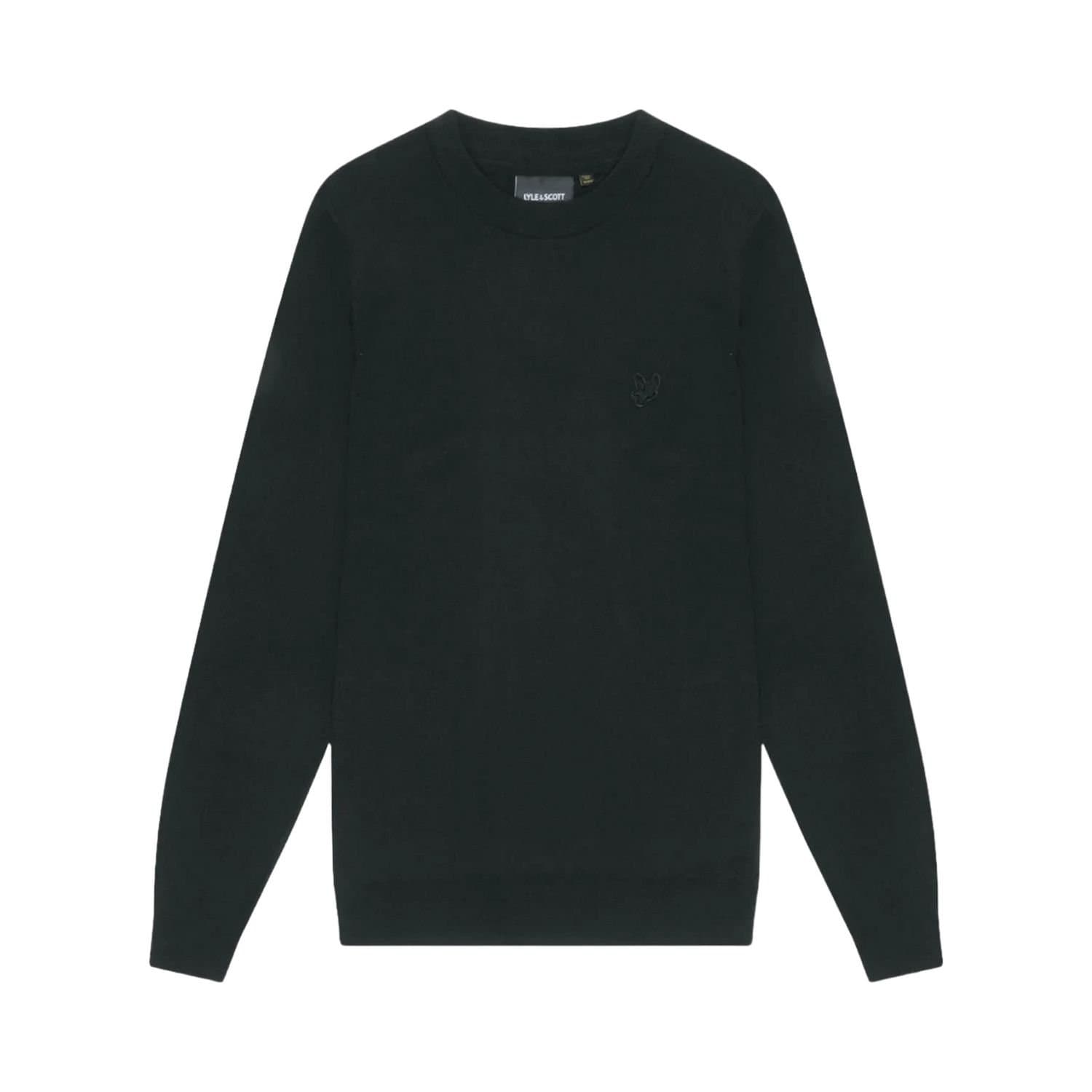Lyle & Scott Lyle & Scott Men's Tonal Eagle Merino Wool Crew Neck Jumper in Black