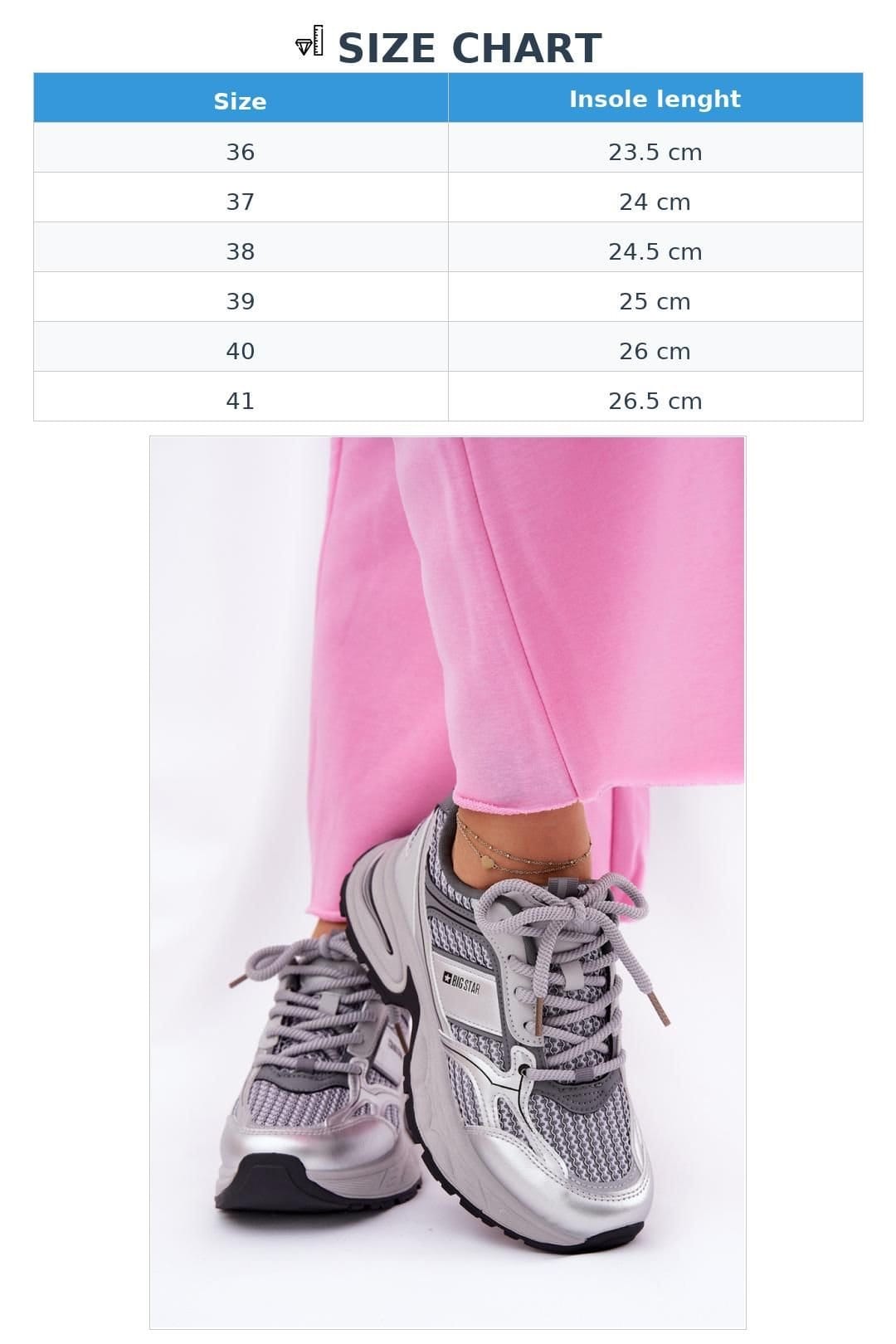 Love Lace Love Lace Women's Big Star Sport Sneakers Chunky Sole Textile Comfort in Grey - 4