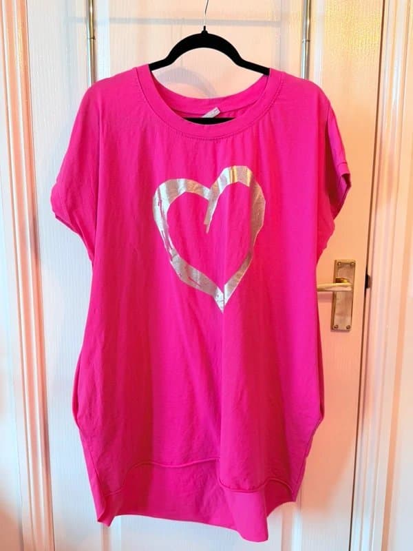 IV Clothing Fuchsia Gold Heart Oversized Tunic