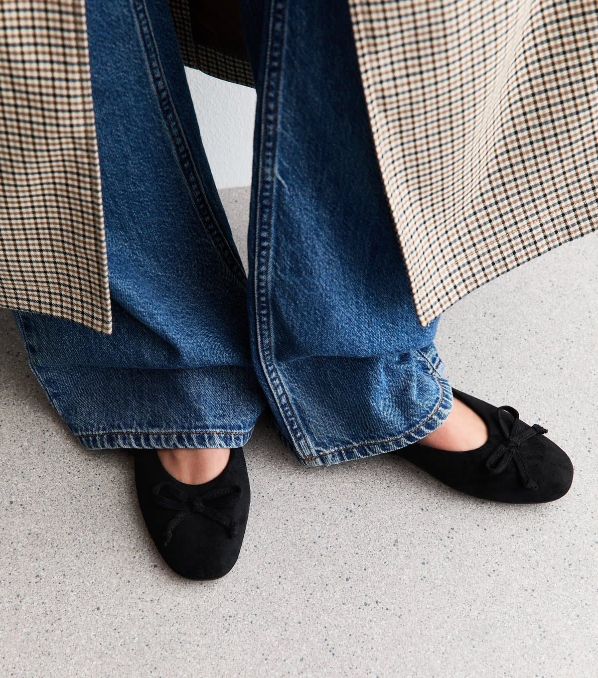 New Look New Look Black Faux Suede Bow Ballerina Pumps