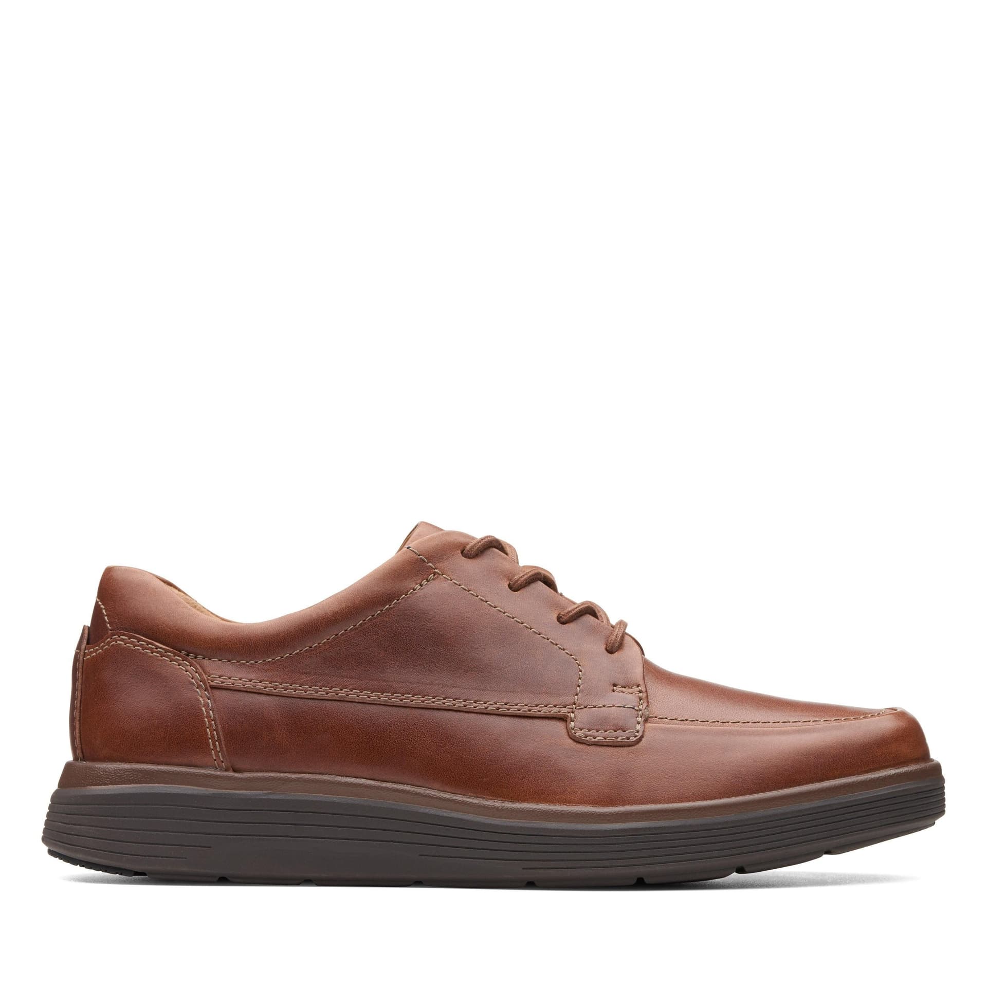 Clarks Clarks Men's Un Abode Ease Dark Tan Leather Derby Shoes, Lace Up in Brown