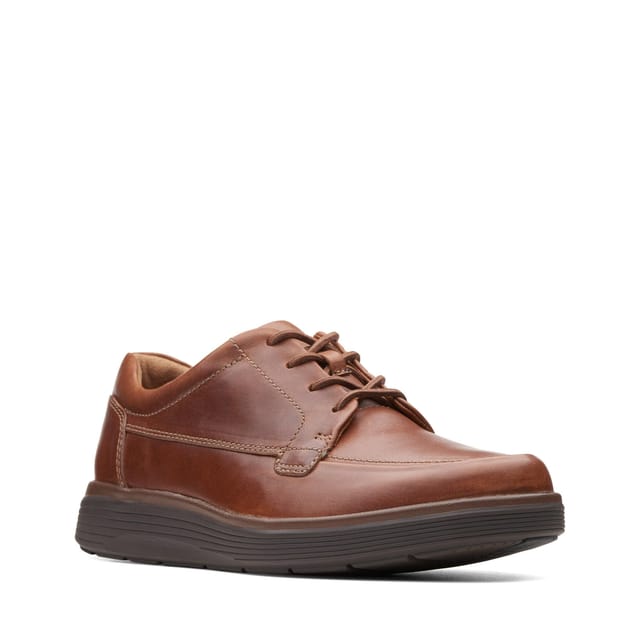 Clarks Clarks Men's Un Abode Ease Dark Tan Leather Derby Shoes, Lace Up in Brown - 2