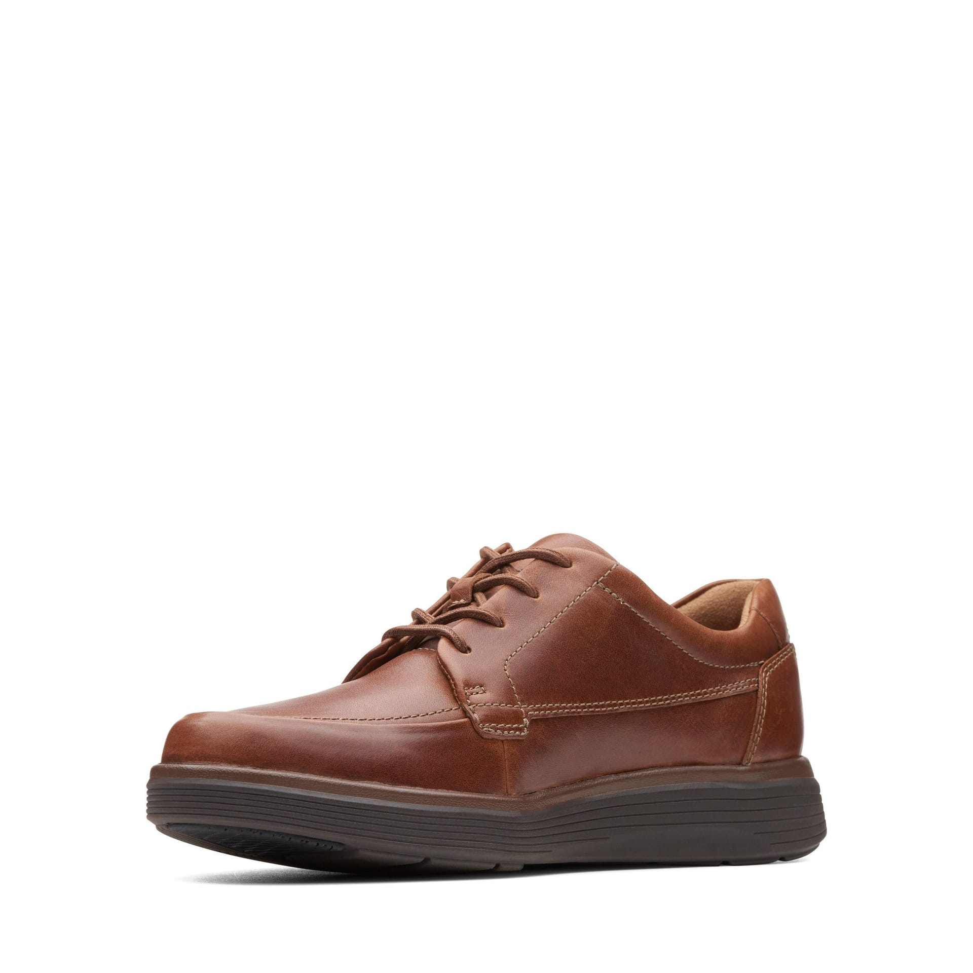 Clarks Clarks Men's Un Abode Ease Dark Tan Leather Derby Shoes, Lace Up in Brown - 4