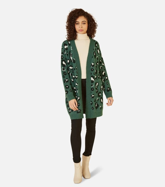 Yumi Women's Green Leopard Print Cardigan Yumi New Look - 2