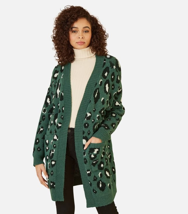 Yumi Women's Green Leopard Print Cardigan Yumi New Look - 3