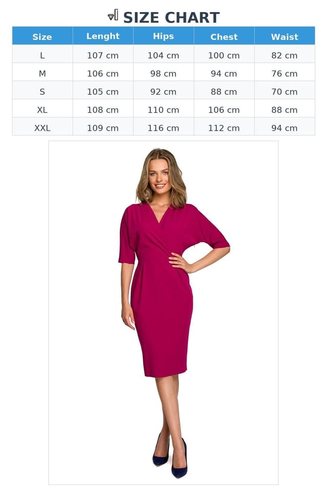 Love Lace Love Lace Women's Envelope Top Batwing Sleeve Pencil Dress Style 171199 in Fuchsia - 3