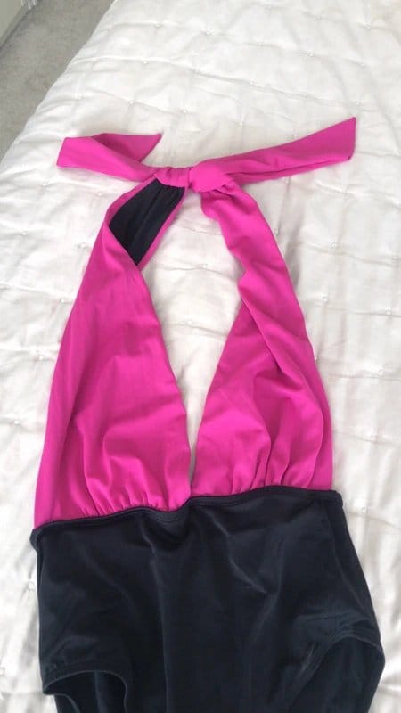 New Look Pink and Black Halter Neck Swimsuit