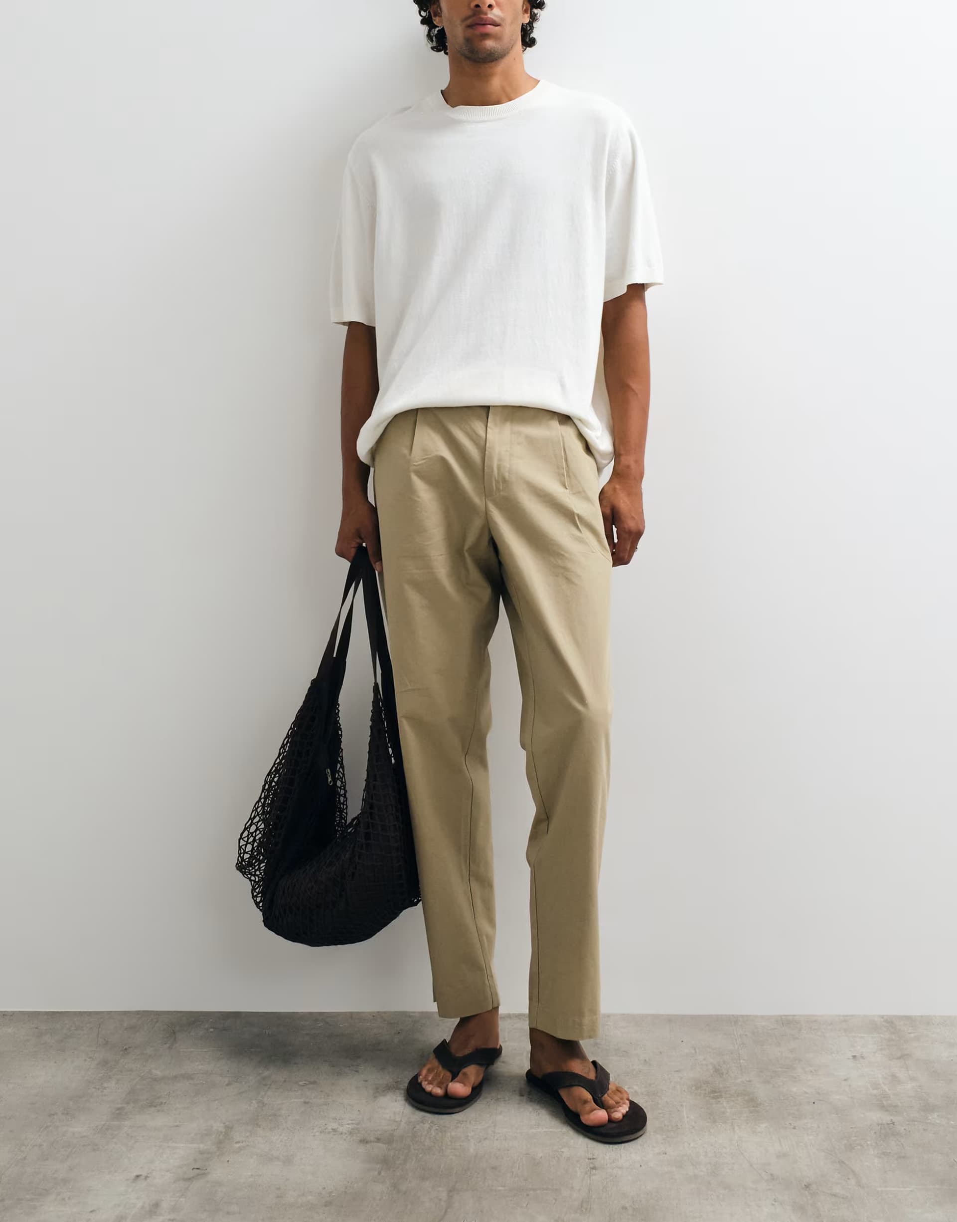 ASOS Mango straight trouser in beige