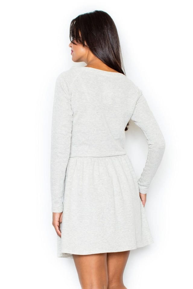 Love Lace Love Lace Women's Airy Cotton Tie Waist Long Sleeve Dress in Grey - 2