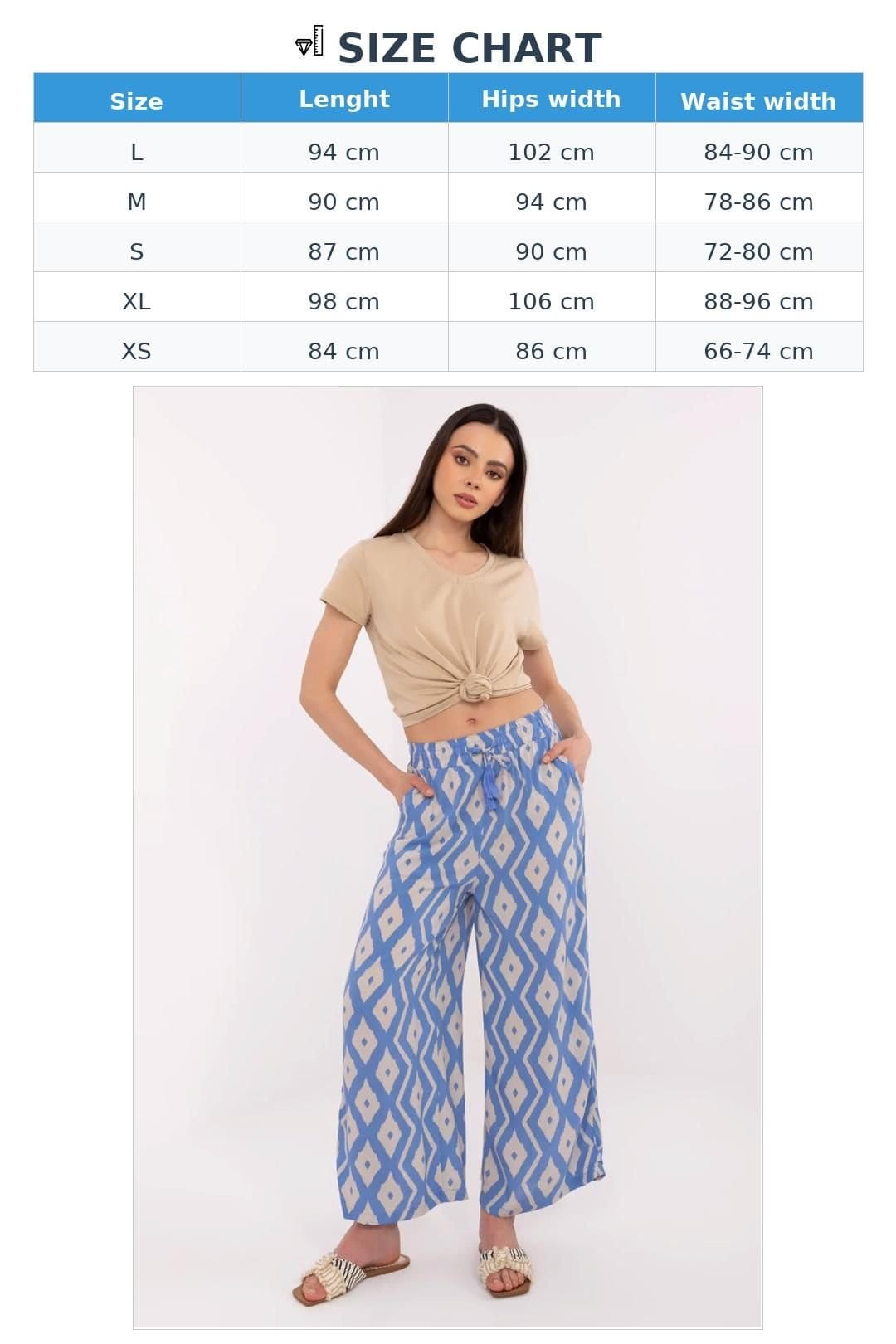 Love Lace Love Lace Women's Breathable Viscose Tie Waist Wide Leg Trousers in Blue - 4