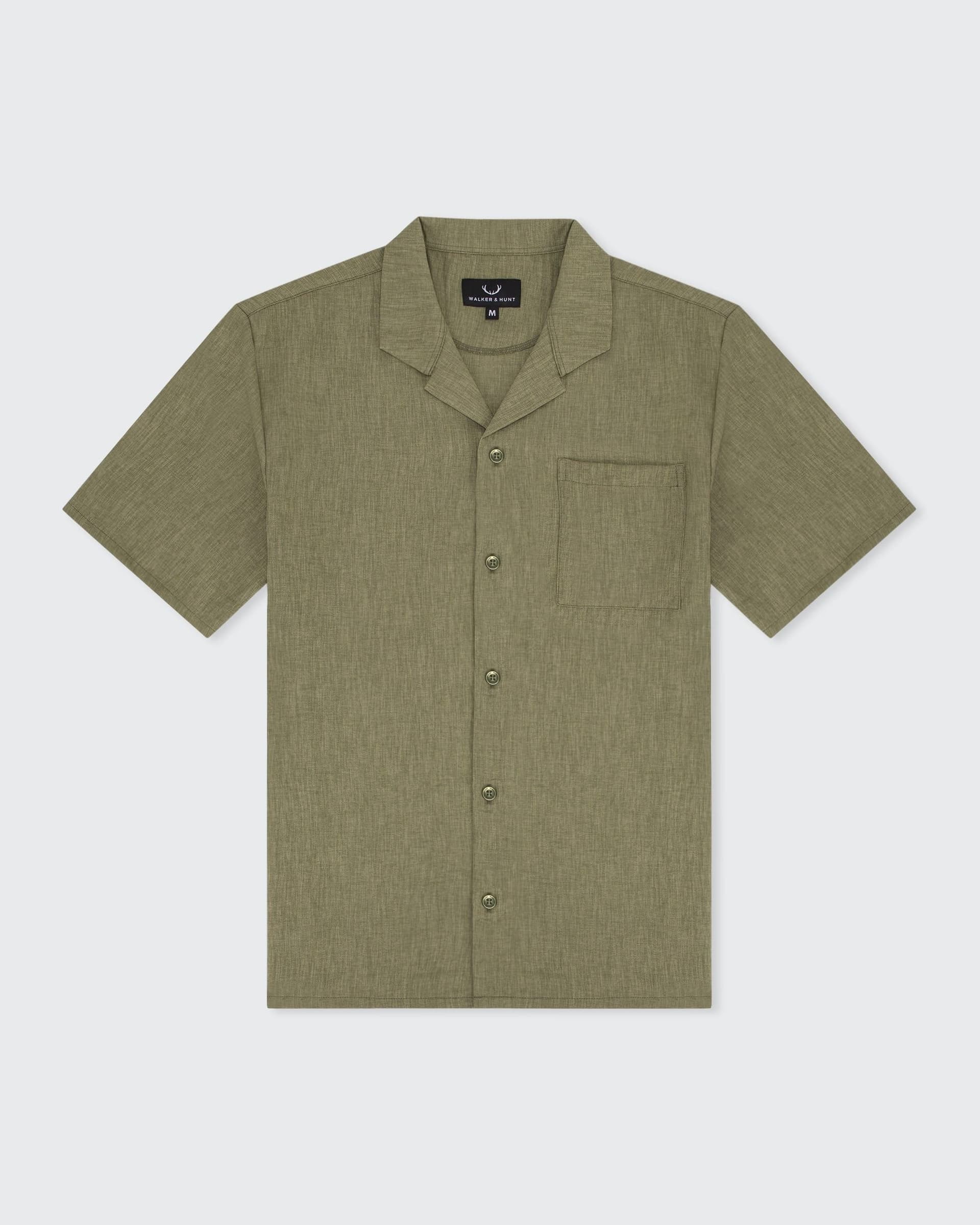 Walker & Hunt Walker & Hunt Men's Oversized 'Cuban' Shirt in Khaki