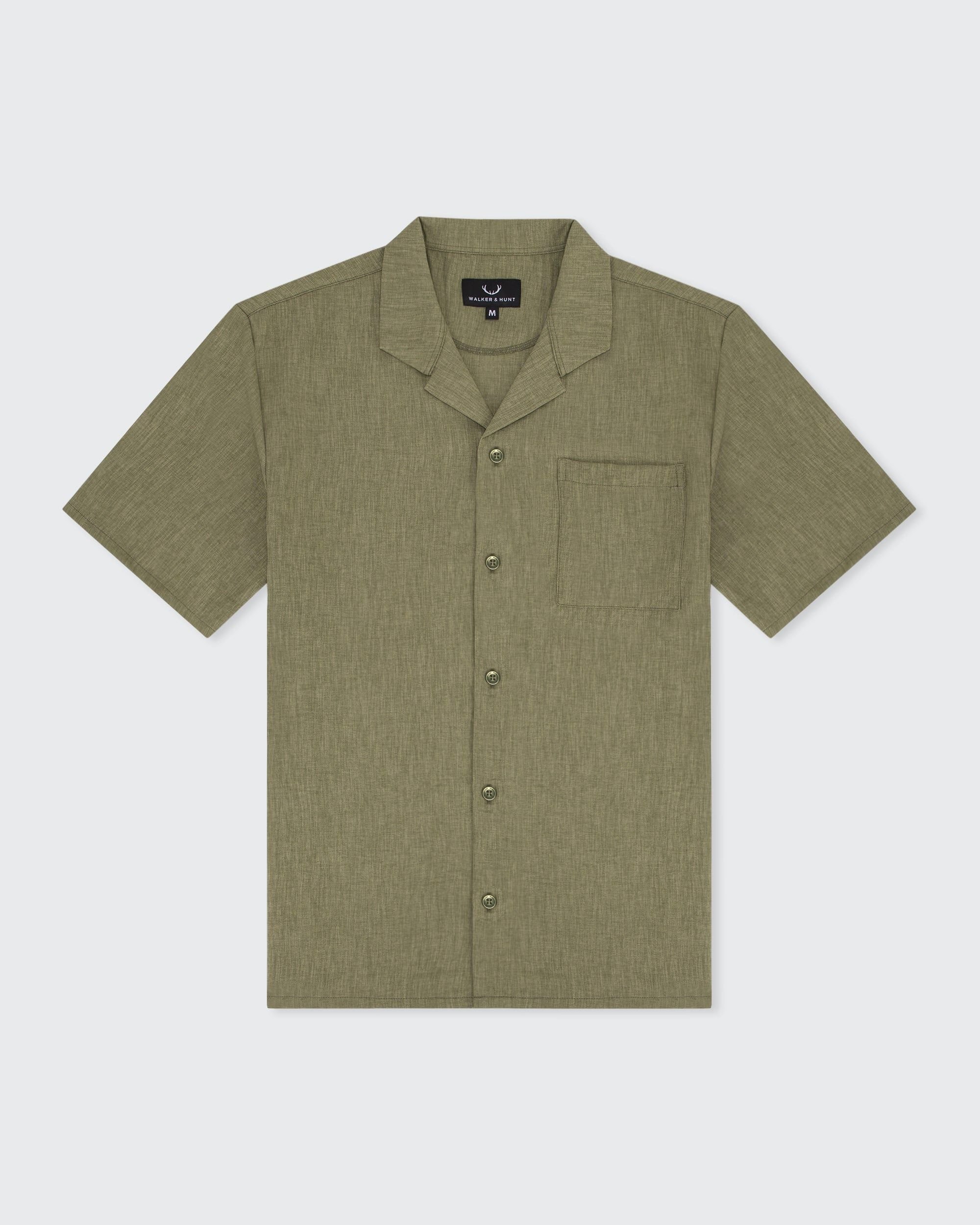 Walker & Hunt Walker & Hunt Men's Oversized 'Cuban' Shirt in Khaki - 2