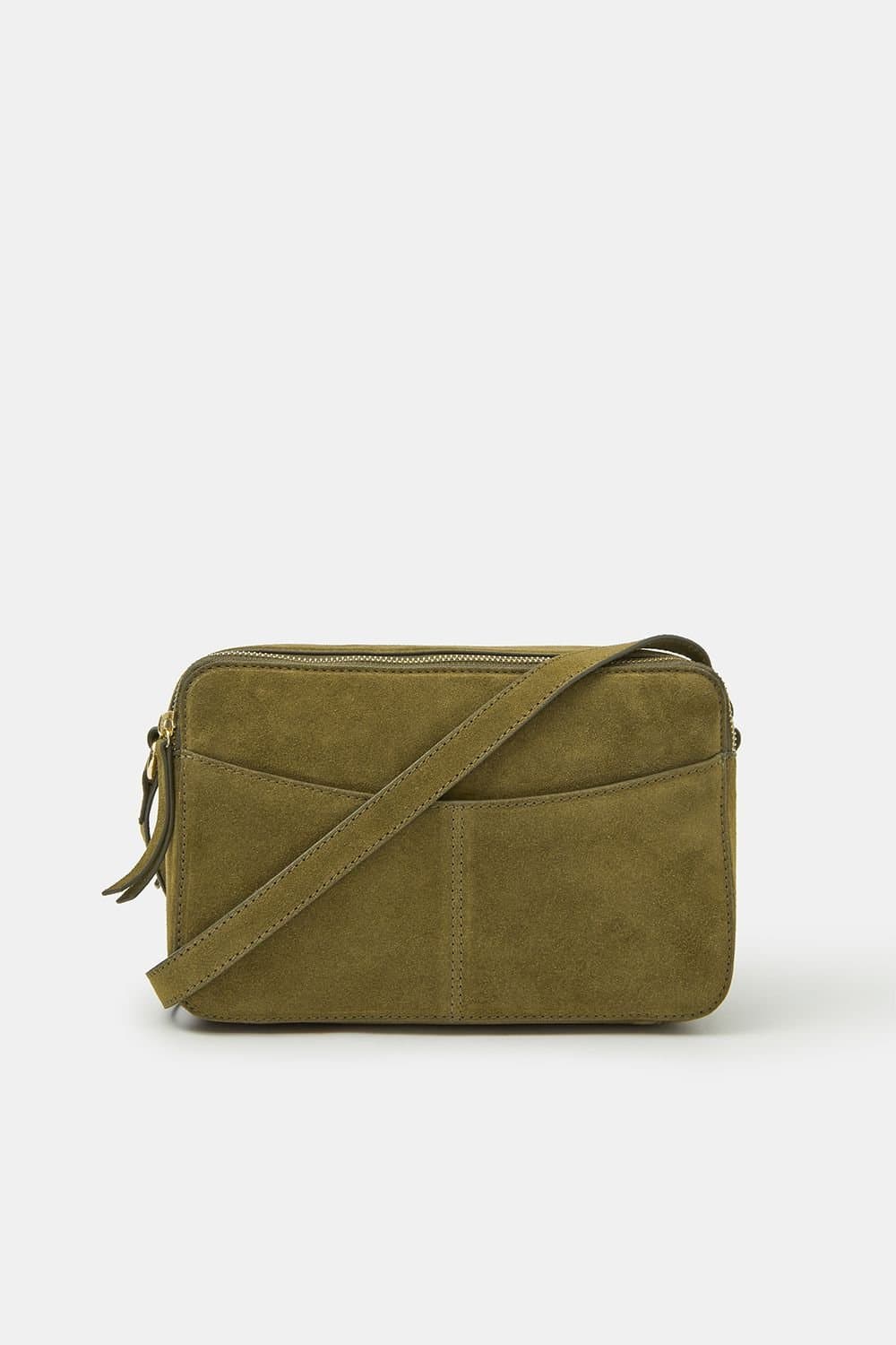 Accessorize Accessorize Women's Double Zip Suede Camera Bag in Green