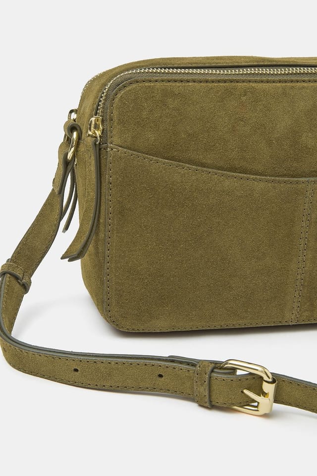 Accessorize Accessorize Women's Double Zip Suede Camera Bag in Green - 3