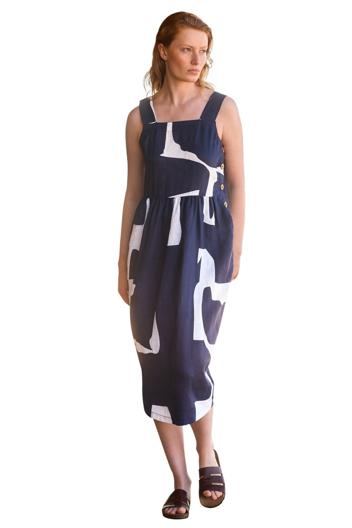 Celtic & Co Navy Blue Print Midi Dress