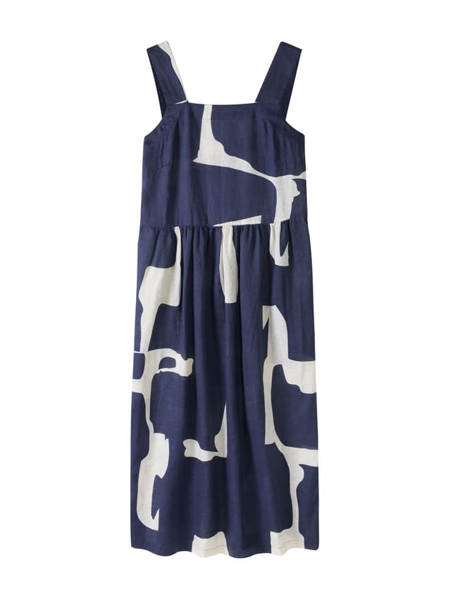 Celtic & Co Celtic & Co Women's Button Detail Square Neck Midi Dress in Mid Navy - 2
